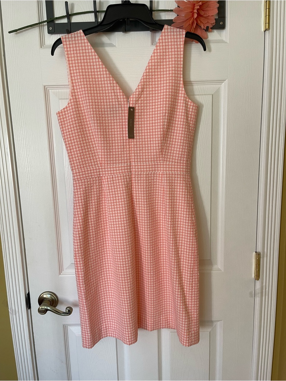 NEW J Crew Sleeveless Pink Gingham Shift  Dress Size 6